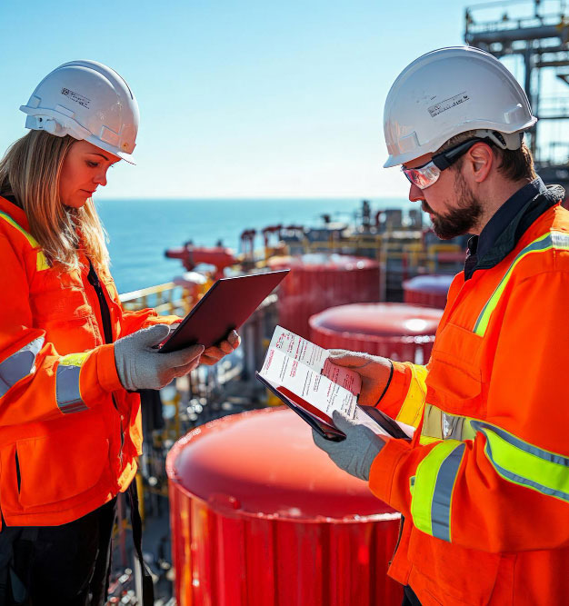 Industrial workers with safety equipment